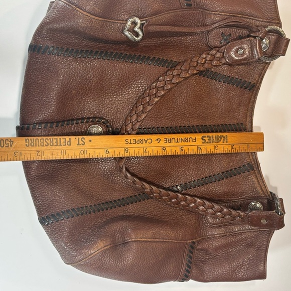 Brighton Two Tone Brown Leather Purse Satchel Shoulder Bag Heart Charm D523425 - Picture 11 of 11
